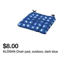 Ikea KLÖSAN Chair pad, outdoor, dark blue offer