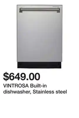 Ikea VINTROSA Built-in dishwasher, Stainless steel offer