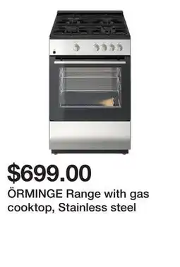 Ikea ÖRMINGE Range with gas cooktop, Stainless steel offer