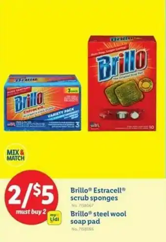 Lidl Brillo Estracell scrub sponges Brillo steel wool soap pad offer