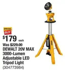 The Home Depot Dewalt 20v max 3000-lumen Adjustable LED Tripod Light offer