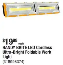 The Home Depot Handy brite led cordless ultra-bright foldable work light offer