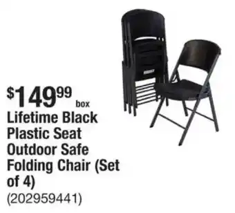 The Home Depot Lifetime Black Plastic Seat Outdoor Safe Folding Chair offer