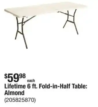 The Home Depot Lifetime 6 ft. fold-in-half table offer