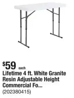 The Home Depot Lifetime 4 ft. White Granite Resin Adjustable Height offer