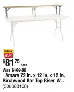 The Home Depot Amara 72 in. x 12 in. x 12 in. Birchwood Bar Top Riser offer