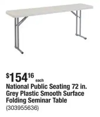 The Home Depot National public seating 72 in. grey plastic smooth surface folding seminar table offer