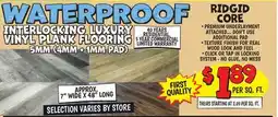 Ollie's RIDGID CORE INTERLOCKING LUXURY VINYL PLANK FLOORING offer