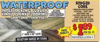 Ollie's RIDGID CORE INTERLOCKING LUXURY VINYL PLANK FLOORING offer