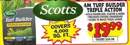 Ollie's SCOTTS 4M TURF BUILDER TRIPLE ACTION offer