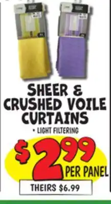 Ollie's SHEER & CRUSHED VOILE CURTAINS offer