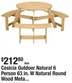 The Home Depot Cesicia Outdoor Natural 6 Person 63 in. W Natural Round Wood offer