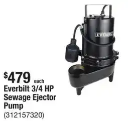 The Home Depot Everbilt 3/4 HP Sewage Ejector Pump offer