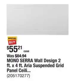 The Home Depot MONO SERRA Wall Design 2 ft. x 4 ft. Aria Suspended Grid Panel Ceiling offer