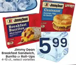 Albertsons Jimmy Dean Breakfast Sandwich, Burrito or Roll-Ups offer