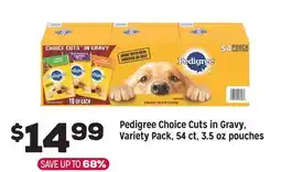 Grocery Outlet Pedigree Choice Cut in Gravy, Variety Pack, 54 ct, 3.5 oz Pouches offer