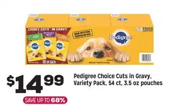 Grocery Outlet Pedigree Choice Cut in Gravy, Variety Pack, 54 ct, 3.5 oz Pouches offer