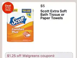 Walgreens Scott Extra Soft Bath Tissue or Paper Towels offer