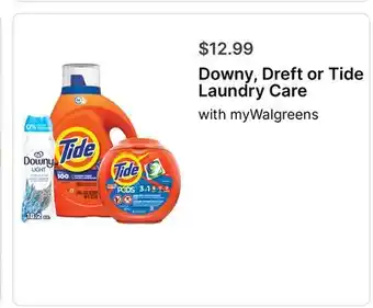 Walgreens Downy, Dreft or Tide Laundry Care offer