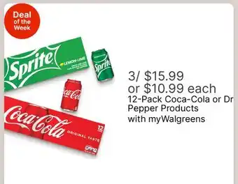 Walgreens 12-Pack Coca-Cola or Dr Pepper Products offer