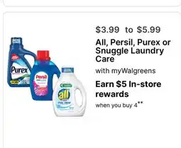 Walgreens All, Persil, Purex or Snuggle Laundry Care offer