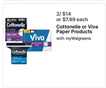 Walgreens Cottonelle or Viva Paper Products offer