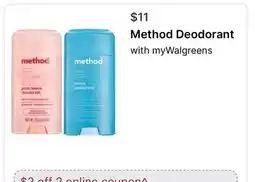 Walgreens Method Deodorant offer