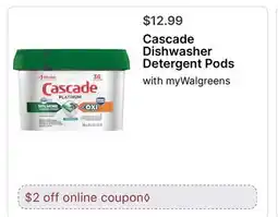 Walgreens Cascade Dishwasher Detergent Pods offer