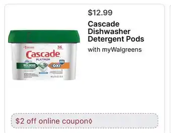 Walgreens Cascade Dishwasher Detergent Pods offer