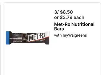 Walgreens Met-Rx Nutritional Bars offer