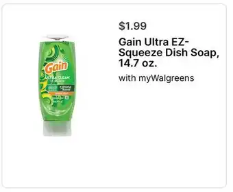 Walgreens Gain Ultra EZ- Squeeze Dish Soap, 14.7 oz offer