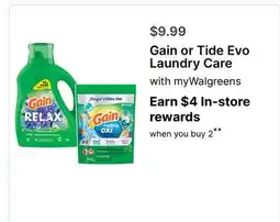 Walgreens Gain or Tide Evo Laundry Care offer