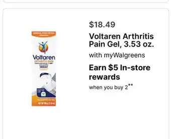 Walgreens Voltaren Arthritis Pain Gel offer