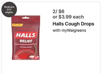 Walgreens Halls Cough Drops offer