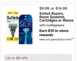 Walgreens Schick Razors, Razor Systems, Cartridges or Waxes offer