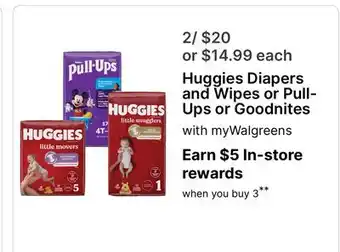 Walgreens Huggies Diapers and Wipes or Pull-Ups or Goodnites offer