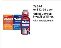 Walgreens Vicks Dayquil, Nyquil or Sinex offer