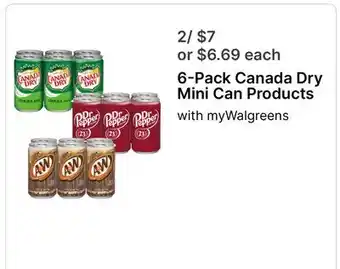 Walgreens 6-Pack Canada Dry Mini Can Products offer