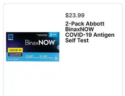 Walgreens 2-Pack Abbott BinaxNOW COVID-19 Antigen Self Test offer