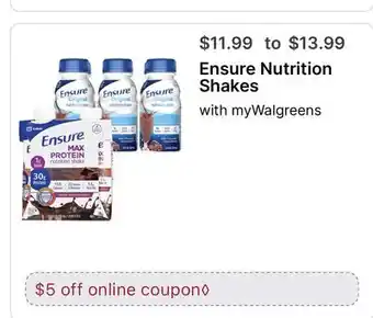 Walgreens Ensure Nutrition Shakes offer