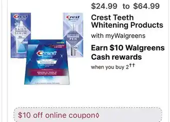 Walgreens Crest Teeth Whitening Products offer