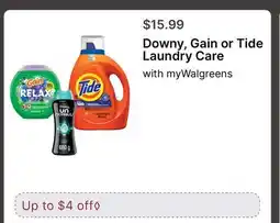 Walgreens Downy, Gain or Tide Laundry Care offer