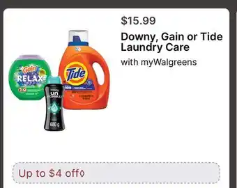 Walgreens Downy, Gain or Tide Laundry Care offer