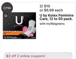 Walgreens U by Kotex Feminine Care offer