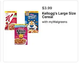 Walgreens Kellogg's Large Size Cereal offer