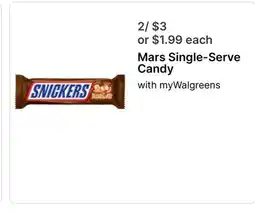 Walgreens Mars Single-Serve Candy offer