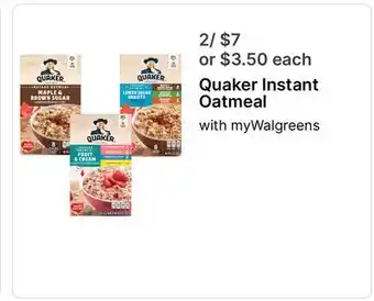 Walgreens Quaker Instant Oatmeal offer