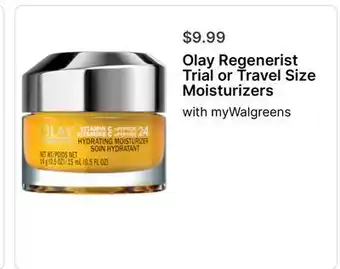 Walgreens Olay Regenerist Trial or Travel Size Moisturizers offer