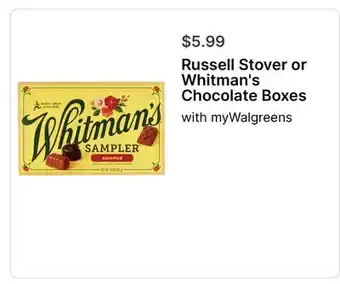 Walgreens Russell Stover or Whitman's Chocolate Boxes with myWalgreens offer