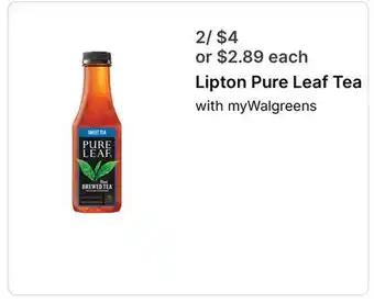 Walgreens Lipton Pure Leaf Tea offer